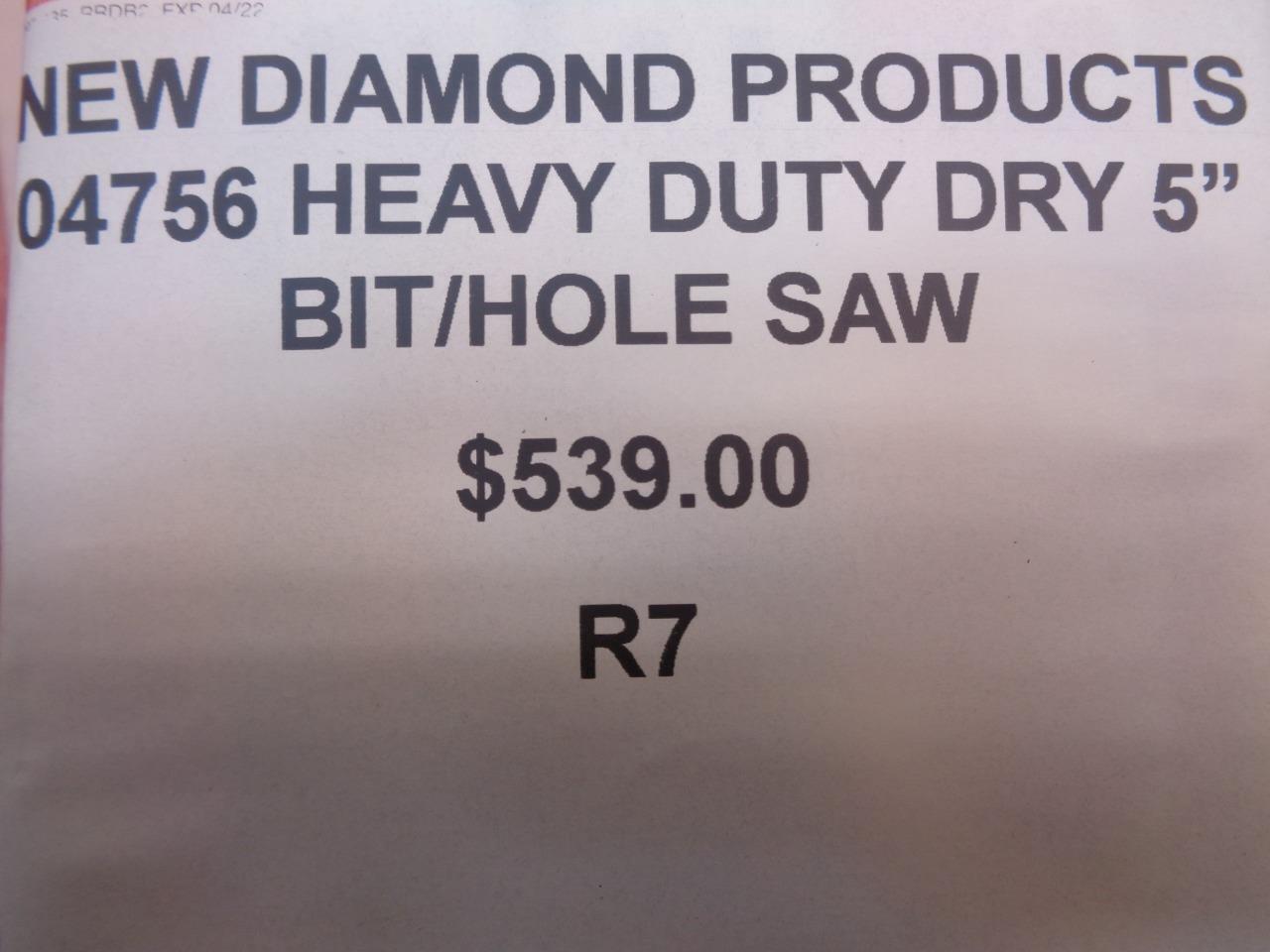 1 NEW DIAMOND PRODUCTS 04756 HEAVY DUTY DRY 5" BIT-HOLE SAW R7