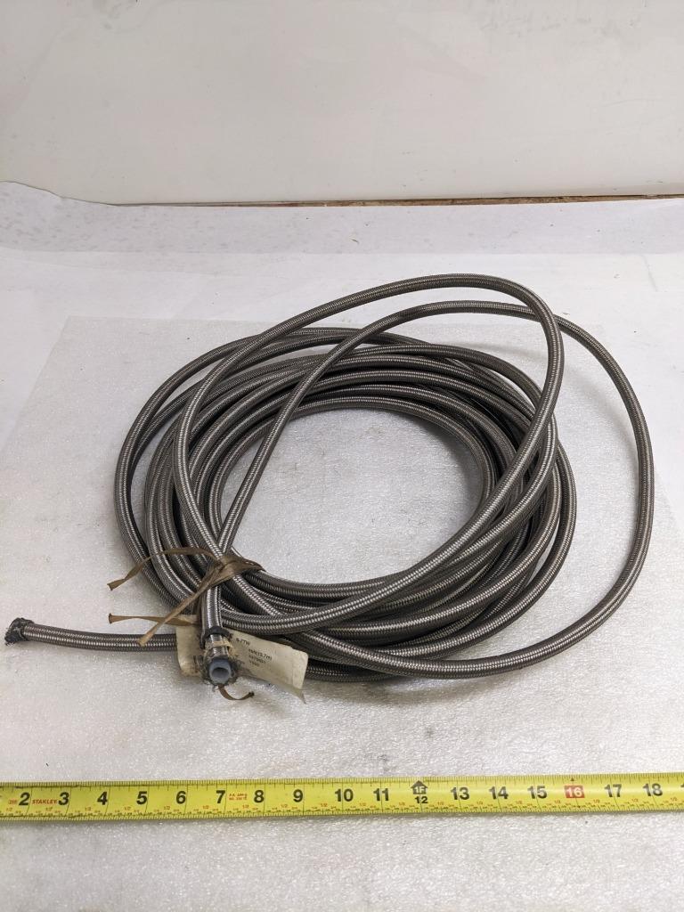 AEROQUIP S-7TW SS BRAIDED HOSE 45' OAL 1/2" OD 3/8" ID TEFLON NEW R5TA
