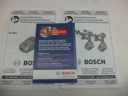 NEW COMPLETE BOSCH CORDLESS BRUTE TOUGH DRILL/DRIVER KIT DDH183-01 BSR35