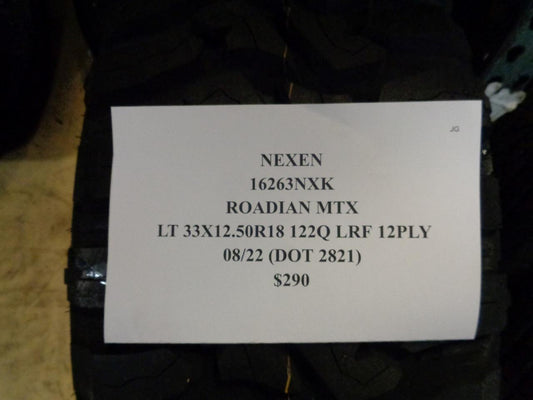 2 NEXEN ROADIAN MTX BSW LT 33 12.5 18 122Q LRF 12PLY MUD TERRAIN TIRES 16263NXK