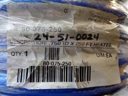 BLUE SILICONE HEATER HOSE 80-075-250 3/4" .750 ID x 250ft REEL R12