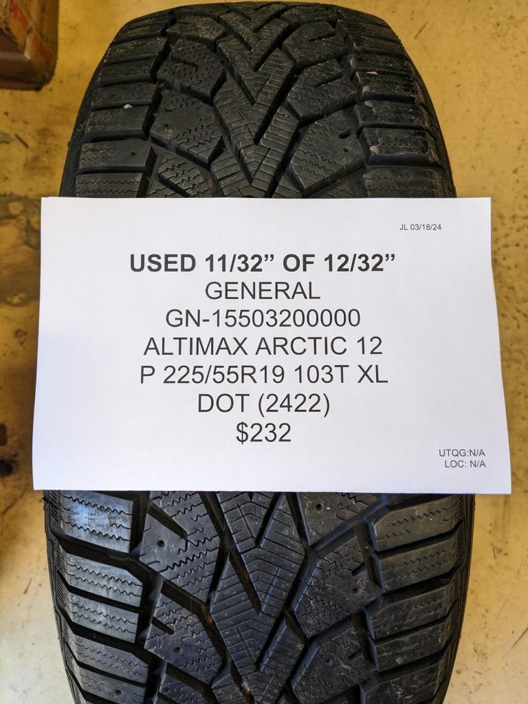 USED GENERAL ALTIMAX ARTIC 12 P 225 55 19 103T XL TIRE 15503200000 CQ2