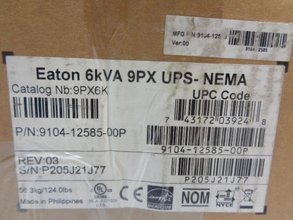 NEW EATON 9PX KIT MODEL 9PX6KTF5 / 6U 9PX6K 9104-12585-00P UPS