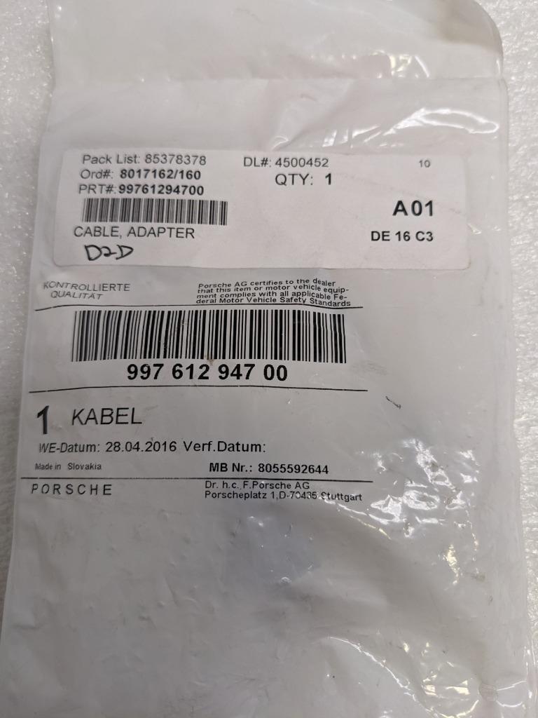 PORSCHE 99761294700 ADAPTER CABLE FOR UPDATED HORNS FOR 997/987 NEW PGB2TB