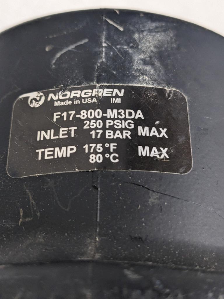 NORGREN GENERAL PURPOSE FILTER-MANUAL DRAIN- METAL BO-F17-800-M3DA USED R6
