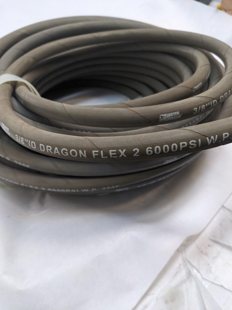 WATER DRAGON 3/8'-GRAY DRAGON FLEX 2-6000 PSI-250  WIRE HOSE NEW B2