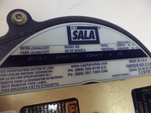 NEW DBI SALA ULTRA-LOK SELF RETRACTABLE LIFELINE 20' 3/16" GALVANIZED 3504433 H2