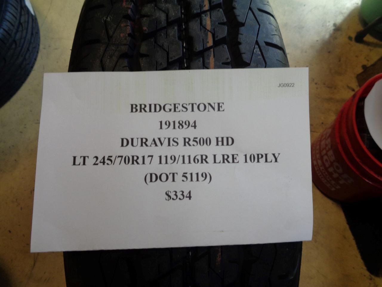 2 BRIDGESTONE DURAVIS R500 HD LT 245 70 17 119/116R LRE 10PLY TIRES 191894 CQ2