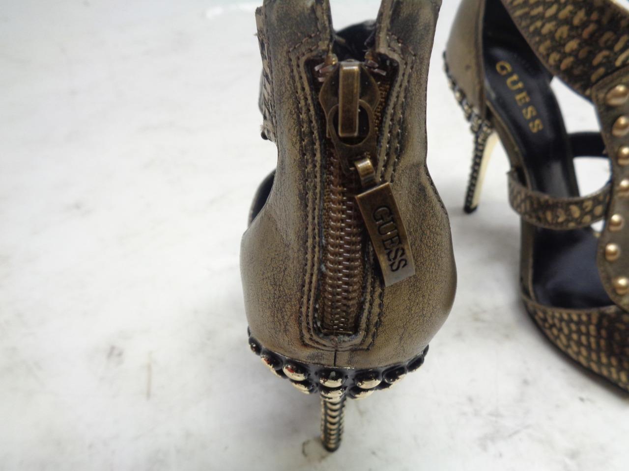 PAIR OF NEW GUESS WOMEN'S WG CAROLE BRONZE MULTI LEATHER 3 INCH HIGH HEELS SR