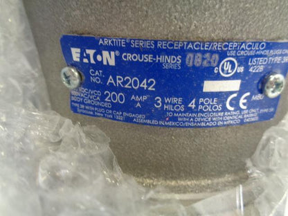 Eaton Arktite Circuit Breaking Receptacle 200A 600VAC/250VDC AR2402 NEW R4