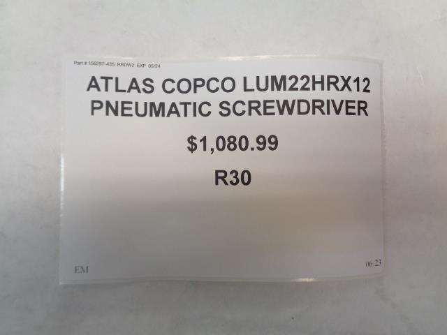 ATLAS COPCO LUM22HRX12 PNEUMATIC SCREWDRIVER R30