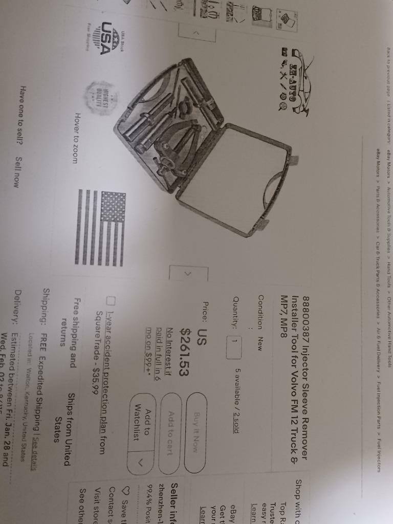 Volvo FM12 Diesel Fuel Injector Removal and Install Puller Pressing Tool New