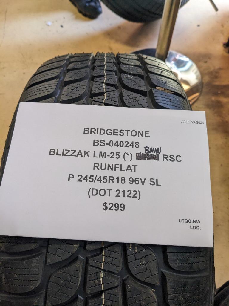 BRIDGESTONE BLIZZAK LM-25 (*) BMW RSC P 245 45 18 96V SL TIRE 040248 CQ2