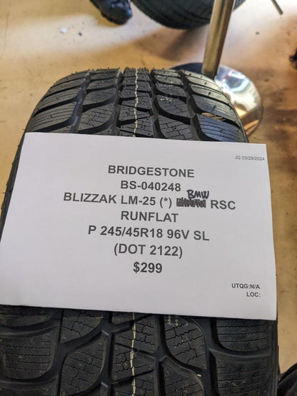 BRIDGESTONE BLIZZAK LM-25 (*) BMW RSC P 245 45 18 96V SL TIRE 040248 CQ2