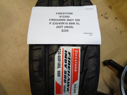 FIRESTONE FIREHAWK INDY 500 P 235 45 18 98W XL SUMMER TIRE 012292 BQ4