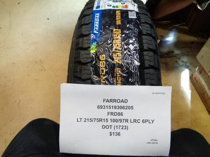 FARROAD FRD86 LT 215 75 15 100 97R LRC 6PLY TIRE 6931519306205 BQ4