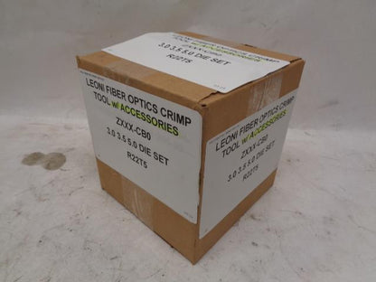 LEONI FIBER OPTICS CRIMP TOOL w/ ACCESSORIES ZXXX-CB0 3.0 3.5 5.0 DIE SET R22T5