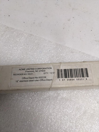 ACME UNITED ACM10417 STAINLESS STEEL RULERS 40893 (12-PACK) 18" NEW R13T2