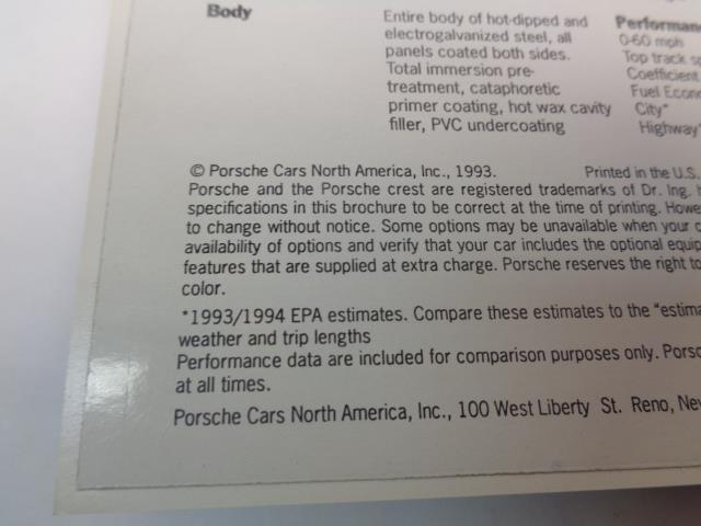 Porsche 911 Turbo 3.6 Brochure 1994 Edition USED GENUINE R25