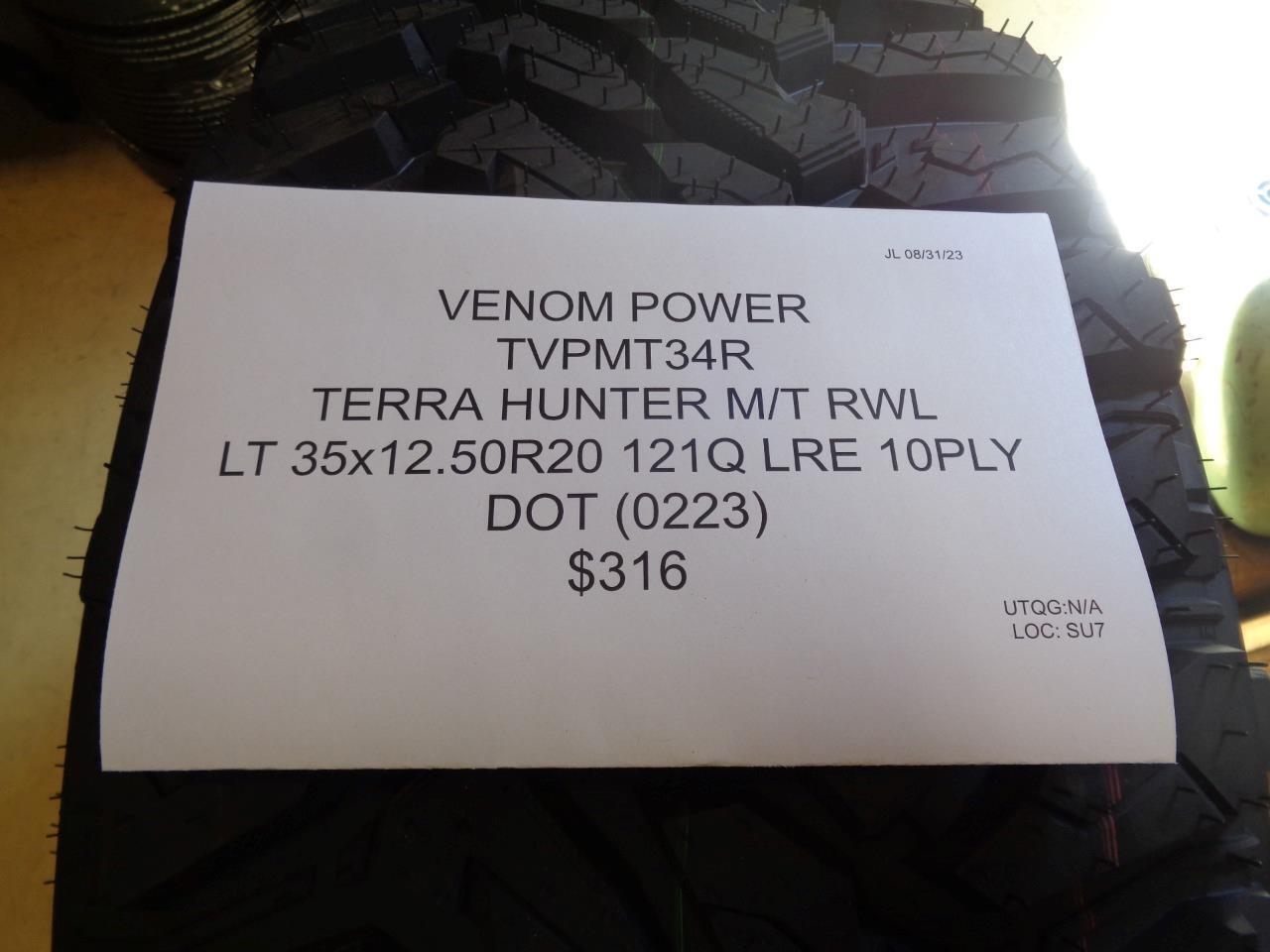 VENOM POWER TERRA HUNTER M/T RWL LT 35 12.50 20 121Q LRE 10PLY TVPMT34R BQ4