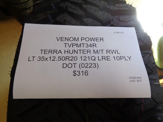 VENOM POWER TERRA HUNTER M/T RWL LT 35 12.50 20 121Q LRE 10PLY TVPMT34R BQ4