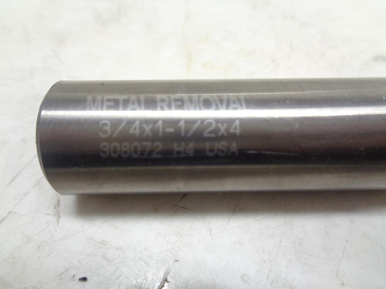 NEW METAL REMOVAL 3/4"x1-1/2"x4" CARBIDE END MILL 308072 4 FLUTE R22T6BF