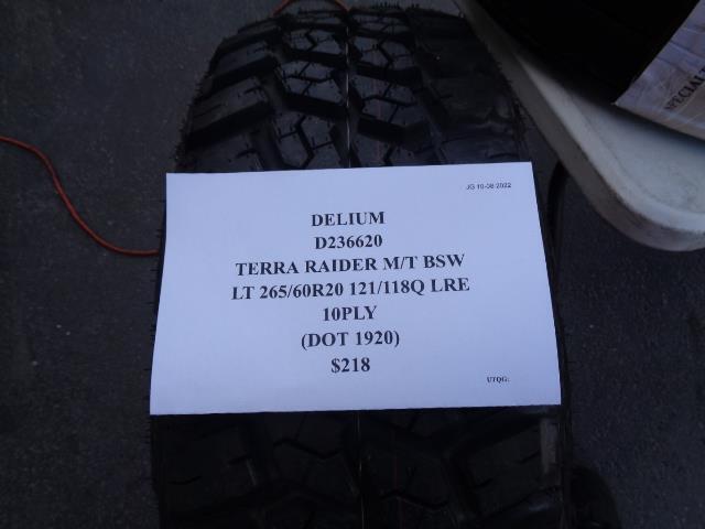 DELIUM TERRA RAIDER M/T LT 265 60 20 121/118Q LRE 10PLY TIRE D236620 AQ4