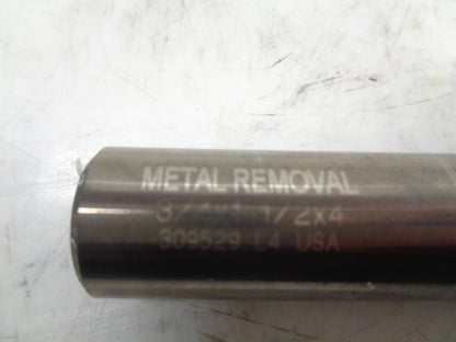 NEW METAL REMOVAL 309529 CARBIDE END MILL 3/4"x1-1/2" 4 FLUTE R22T6BF