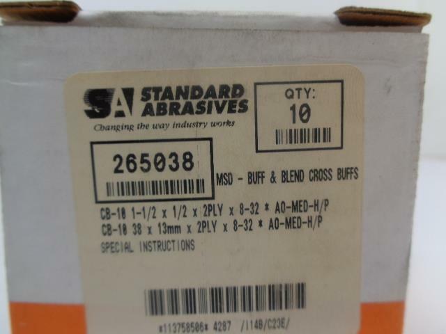 NEW STANDARD ABRASIVES 1-1/2 X 1/2 X 2PLY X 8-32 265038 R7TG
