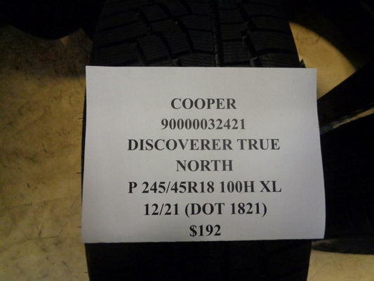 2 New Tire COOPER Discoverer True North P 245 45 18 100H XL 90000032421