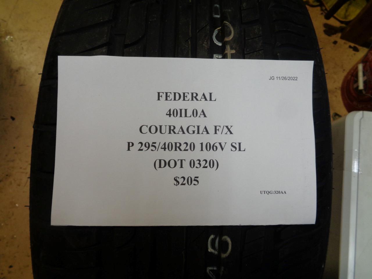 FEDERAL COURAGIA F/X P 295 40 20 106V SL SPORT TRUCK TIRE 40IL0A AQ4