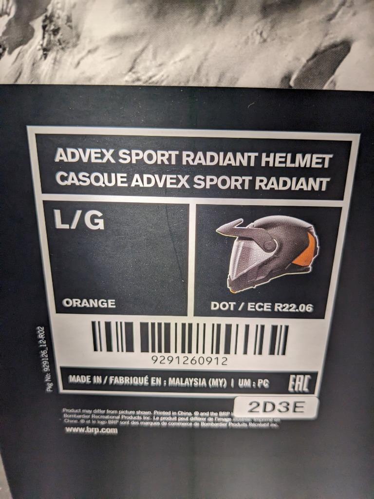 SKI-DOO ADVEX SPORT RADIANT SNOWMOBILE HELMET-ORANGE-LARGE 9291260912 NEW SR