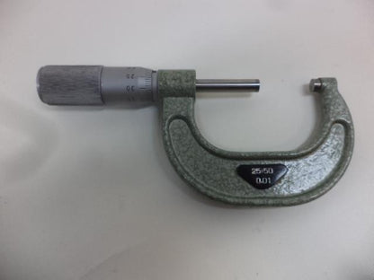 USED NSK OUTSIDE MICROMETER CALIPER 1-2" 25-50MM 0.01 R22T5
