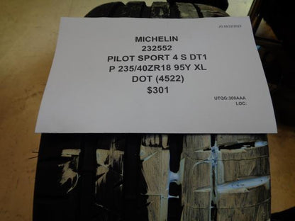 MICHELIN PILOT SPORT 4 S DT1 P 235 40 Z 18 95Y XL TIRE 232552 BQ4