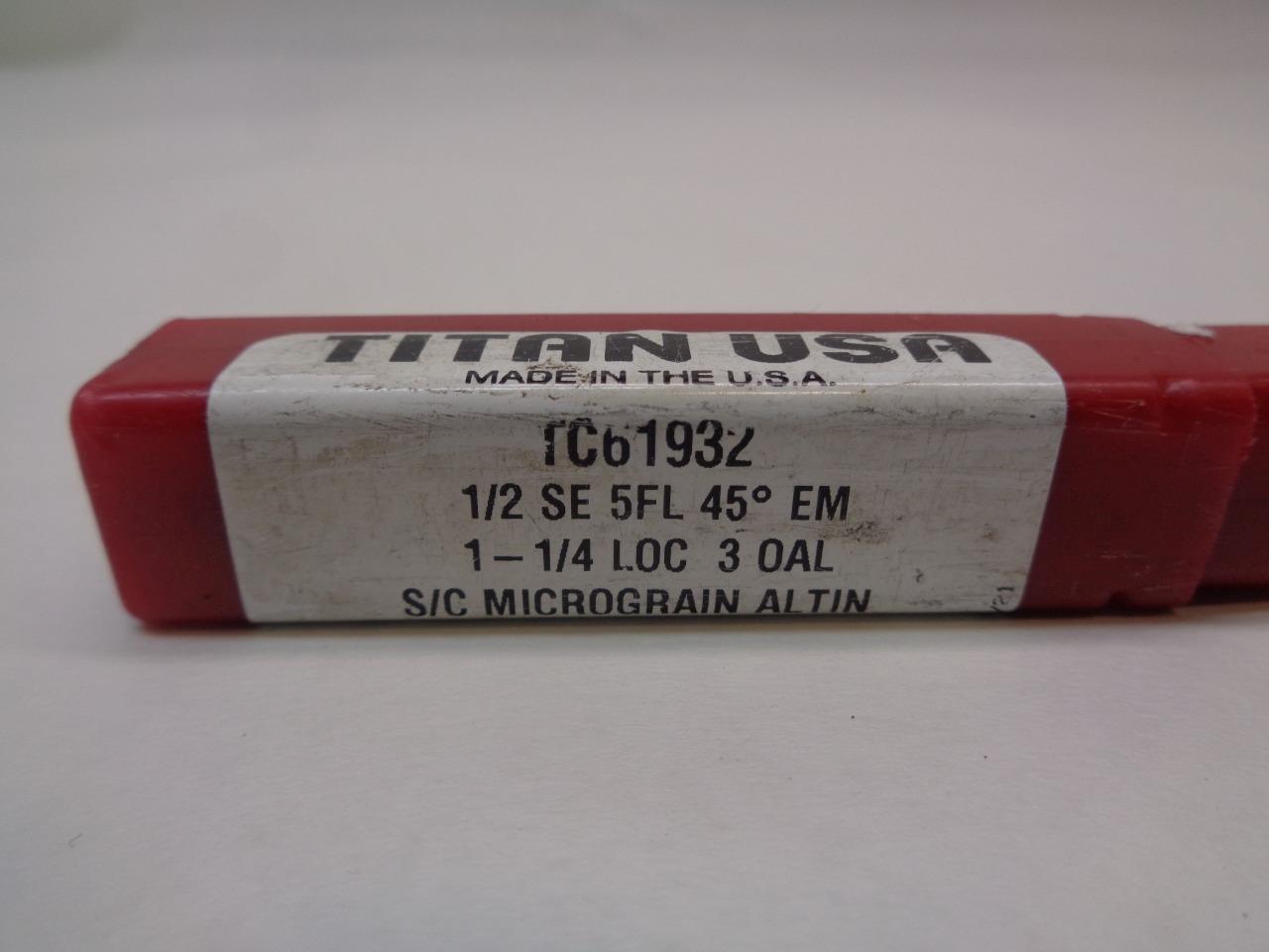 TITAN USA TOOLS TC61932 1/2x3 45° SQUARE 5 FLUTE END MILL R22T8