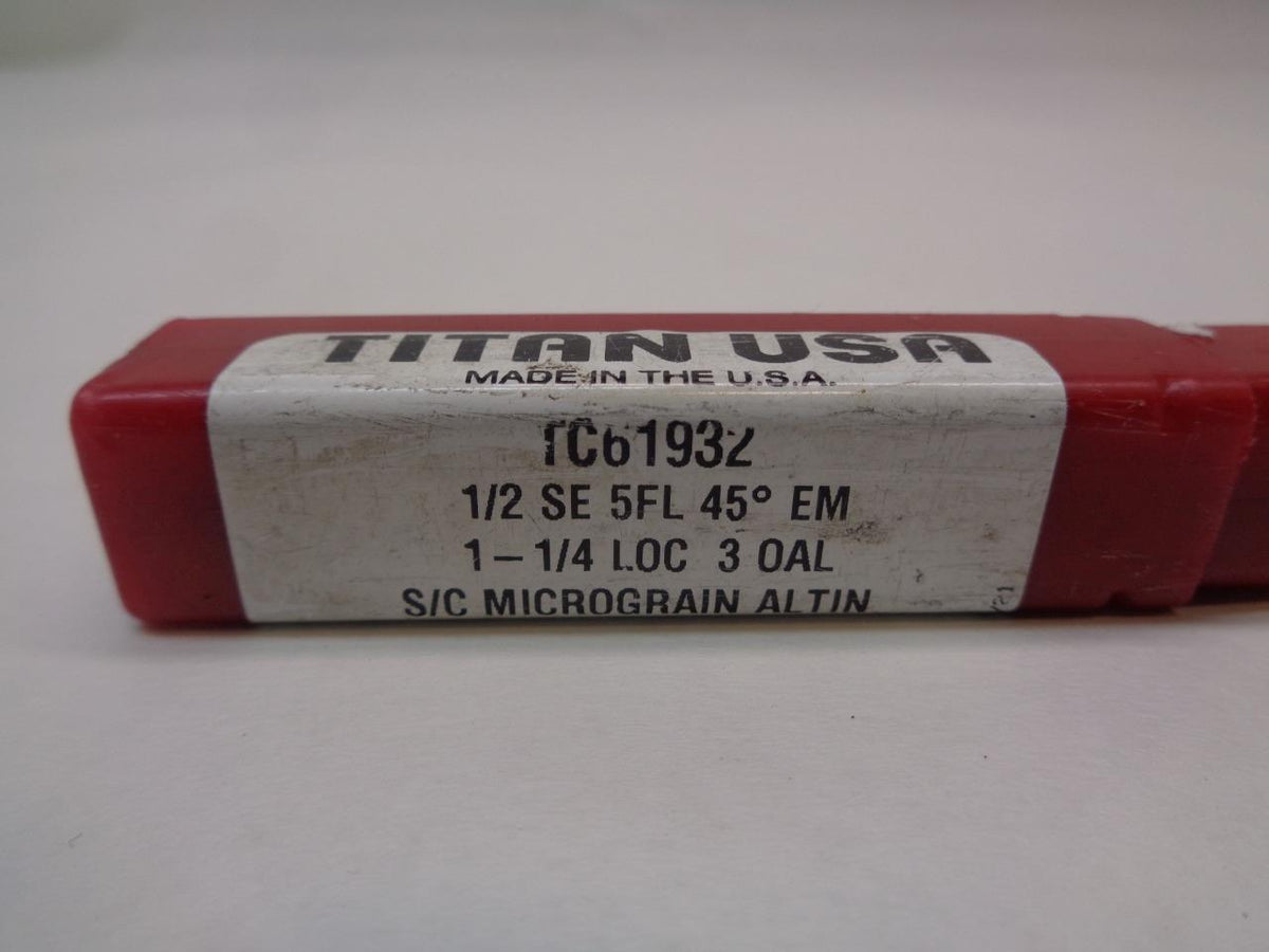 TITAN USA TOOLS TC61932 1/2x3 45° SQUARE 5 FLUTE END MILL R22T8