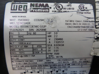 THOMPSON 3HP 230/460V 90psi MAGNETIC DRIVE PUMP DB15V-T-2-M209  NEW FINISH J2