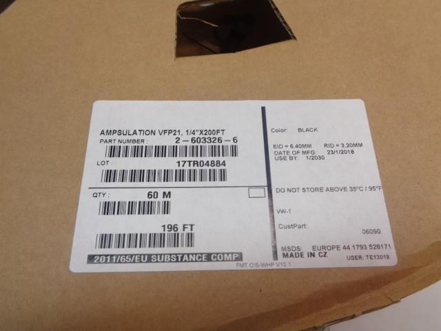 TECONNECTIVITY AMP BRAND AMPSULATION VFP21 HEAT SHRINK 1/4"X200' REEL 2-603326-6