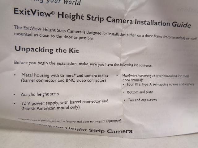 HONEYWELL SILENT WITNESS EXITVIEW HEIGHT STRIP CAM & ANGLE ADAPTER HB37N-S R29