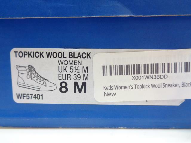 NEW KEDS WOMENS TOPKICK WOOL BLACK SNEAKER SHOES SIZE 8M WF57401 SR
