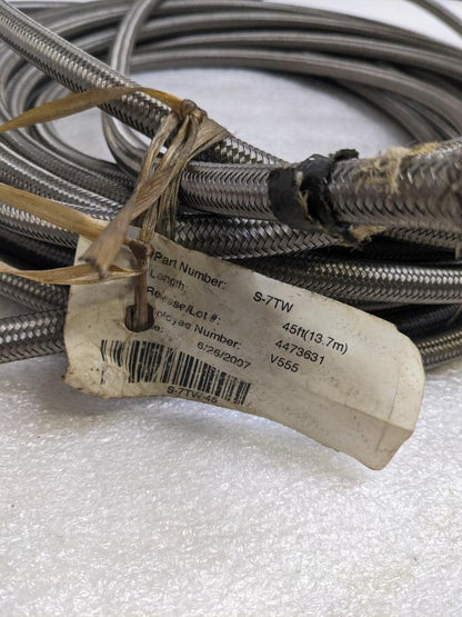 AEROQUIP S-7TW SS BRAIDED HOSE 45' OAL 1/2" OD 3/8" ID TEFLON NEW R5TA