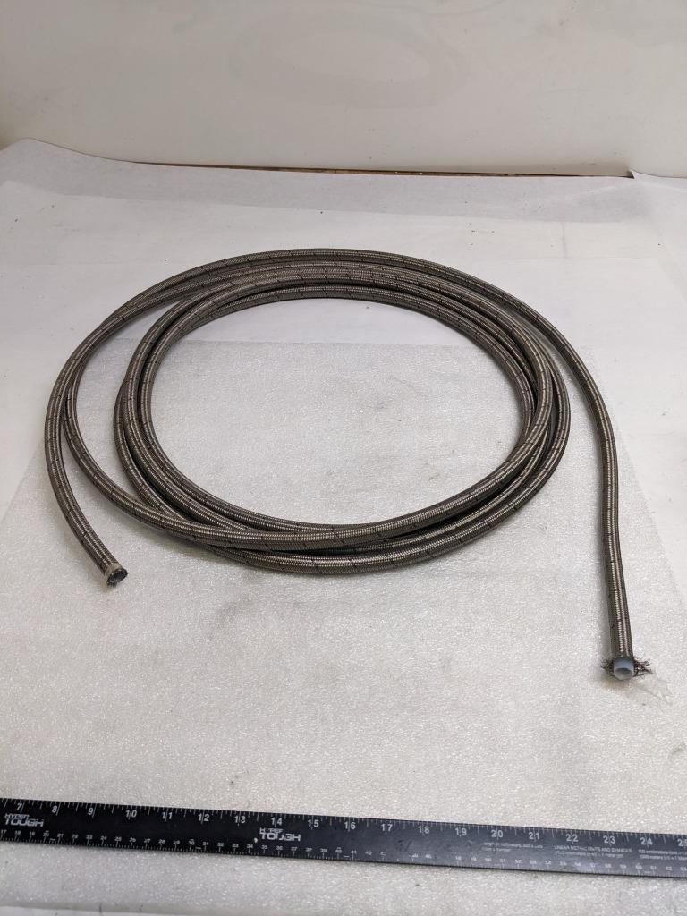 UNBRANDED BRAIDED METALLIC 25' HOSE 1/2" ID 5/8" OD TEFLON LINED NEW R3
