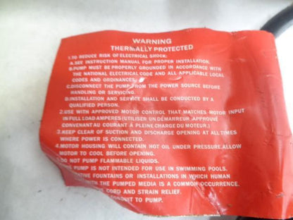 DAYTON 3BB88 SUBMERSIBLE SEWAGE PUMP 1/2 HP NEW J1