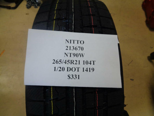 1 NEW NITTO NT90W  265 45 21 104T TIRE WO LABEL 213670 Q9