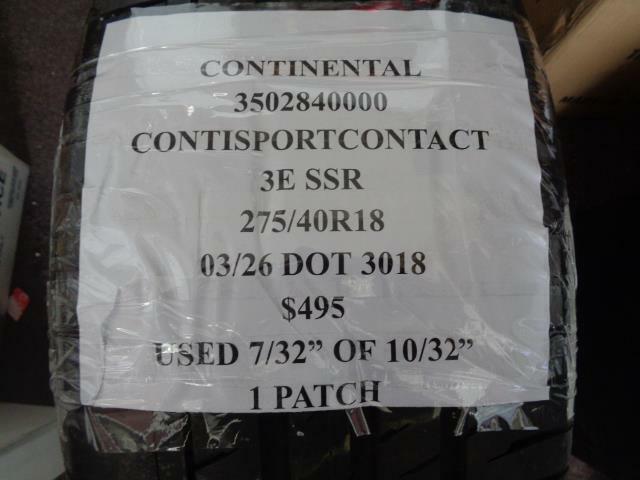 1 USED TIRE CONTINENTAL CONTISPORTCONTACT 3E SSR 275 40 18 99Y 3502840000