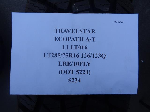 2 TRAVELSTAR ECOPATH AT LT 285 75 16 126/123Q LRE 10PLY TIRES LLLT016 BQ2