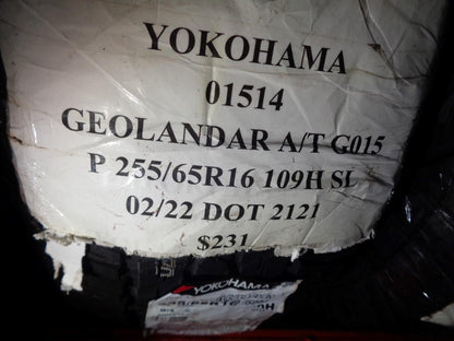 YOKOHAMA GEOLANDAR A/T G015 P 255 65 16 109H SL TIRE 01514 BQ3