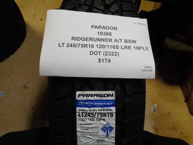 PARAGON RIDGERUNNER A/T BSW LT 245 75 16 120/116S LRE 10PLY TIRE 10386 BQ4
