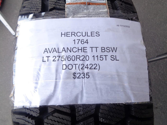 HERCULES AVALANCHE TT BSW P 275 60 20 115T SL 1764 SU16