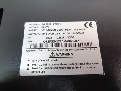 MERCKWEIR MK300-2T22G 3-PHASE 220V 22KW FREQUENCY CONVERTER NEW R29